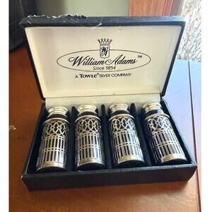 Vintage Cobalt Blue Silverplate Glass Shaker Set William Adams Towle Silver Co.